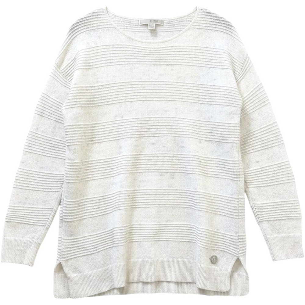 Michael Michael Kors Womens White Textured‎ Stripe Long Sleeve Sweater 
 M Cozy